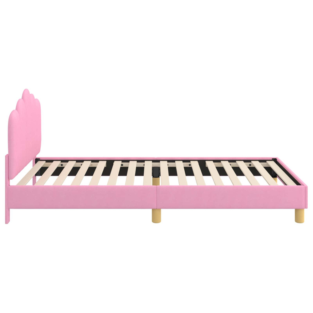 Produktbild för Barnsängram med sänggavel med huvudgavel Rosa 80 x 200 cm Tyg