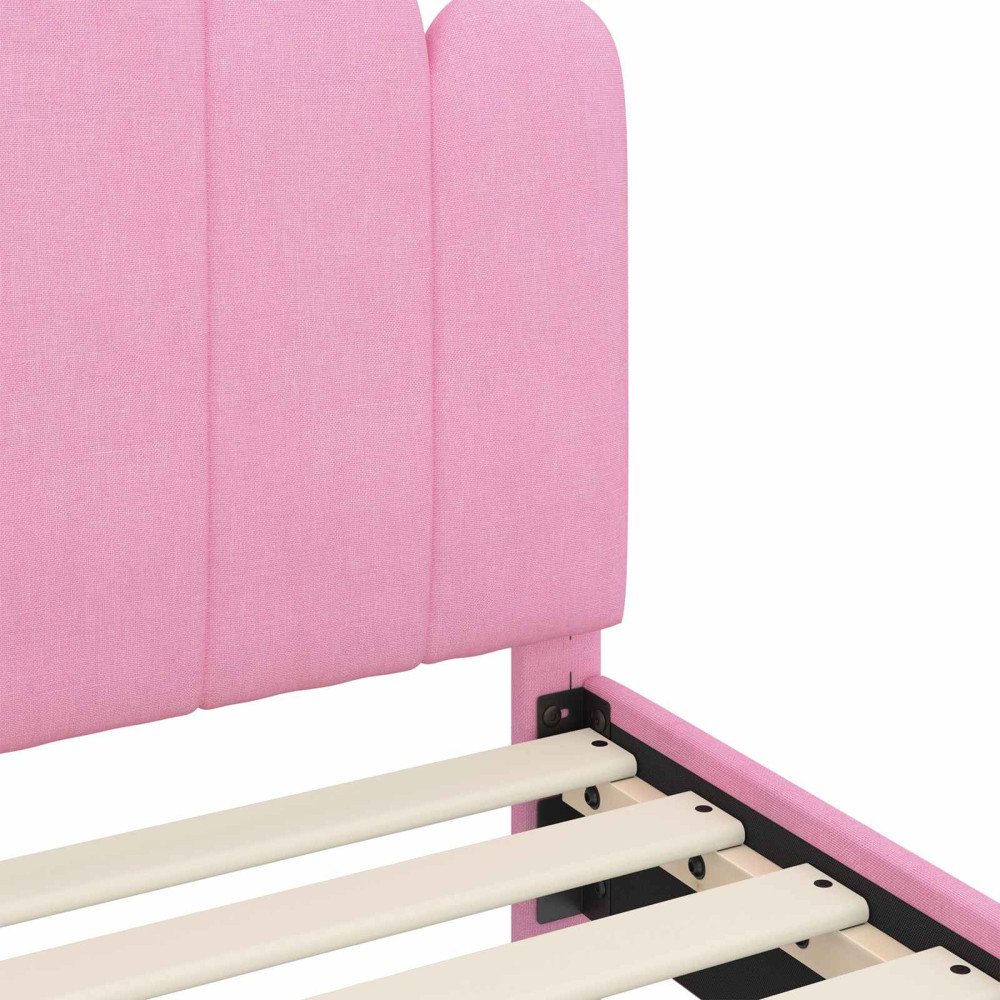 Produktbild för Barnsängram med sänggavel med huvudgavel Rosa 80 x 200 cm Tyg
