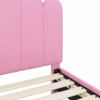 Produktbild för Barnsängram med sänggavel med huvudgavel Rosa 80 x 200 cm Tyg