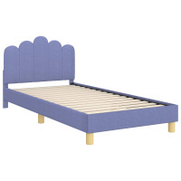Produktbild för Barnsängram med sänggavel Jeansblå 80 x 200 cm Tyg