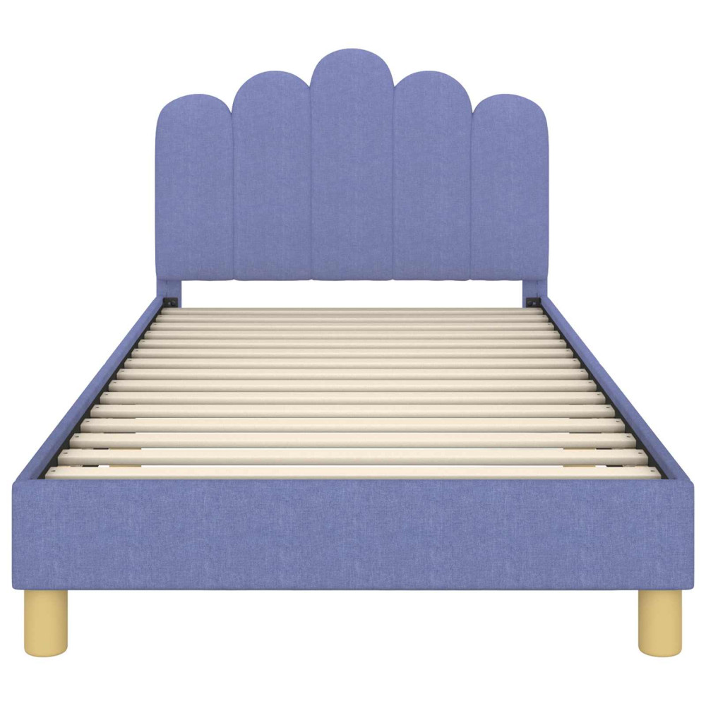 Produktbild för Barnsängram med sänggavel Jeansblå 80 x 200 cm Tyg