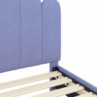 Produktbild för Barnsängram med sänggavel Jeansblå 80 x 200 cm Tyg