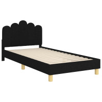 Produktbild för Barnsängram med sänggavel med huvudgavel Svart 90 x 200 cm Tyg