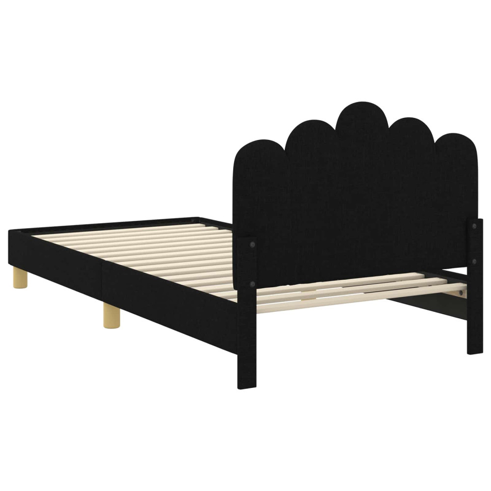 Produktbild för Barnsängram med sänggavel med huvudgavel Svart 90 x 200 cm Tyg