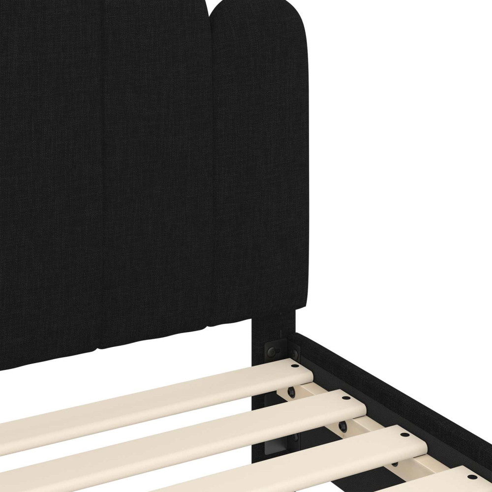 Produktbild för Barnsängram med sänggavel med huvudgavel Svart 90 x 200 cm Tyg