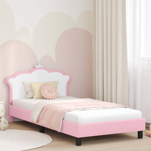 vidaXL Barnsängram med sänggavel Rosa 90 x 190 cm PU