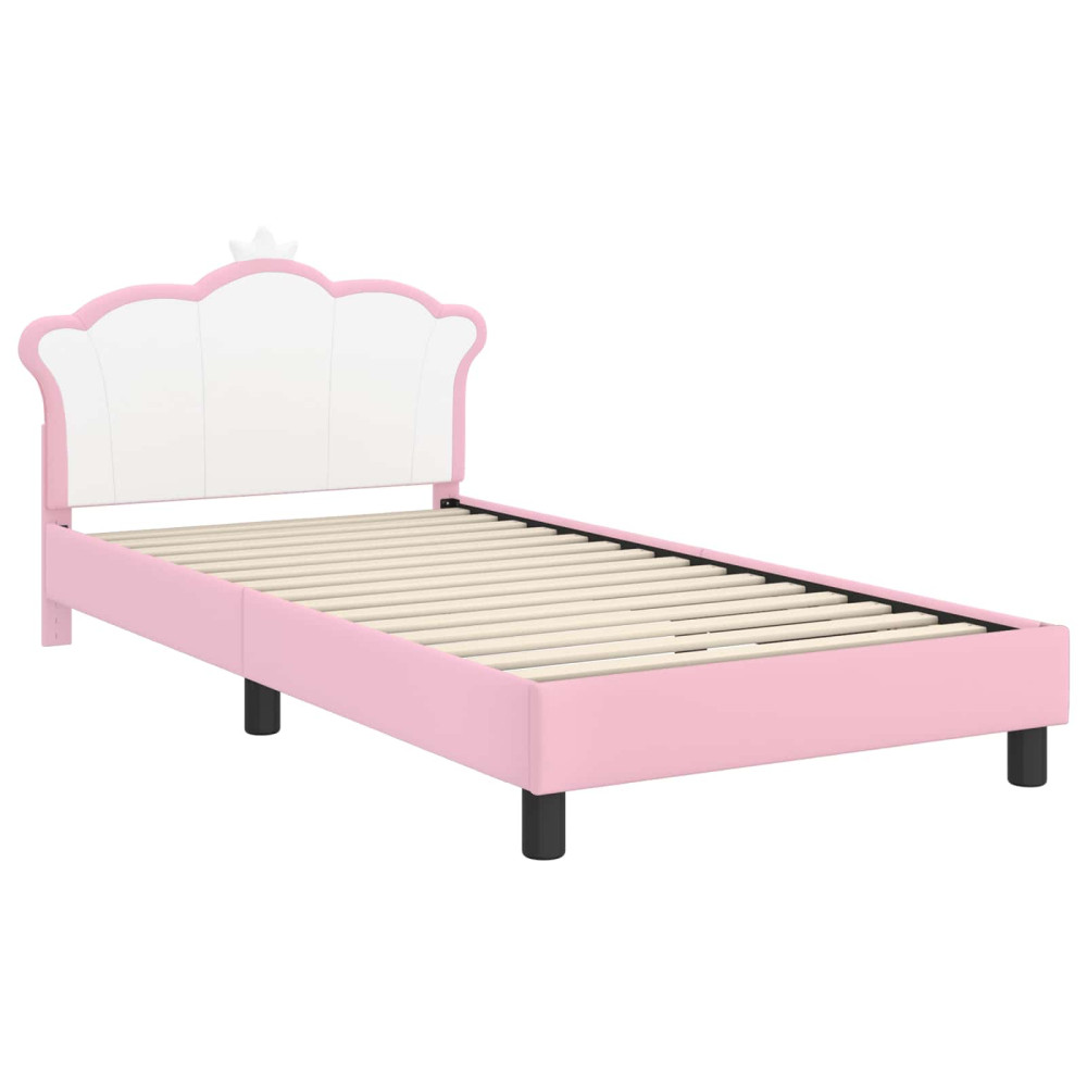 Produktbild för Barnsängram med sänggavel Rosa 90 x 190 cm PU