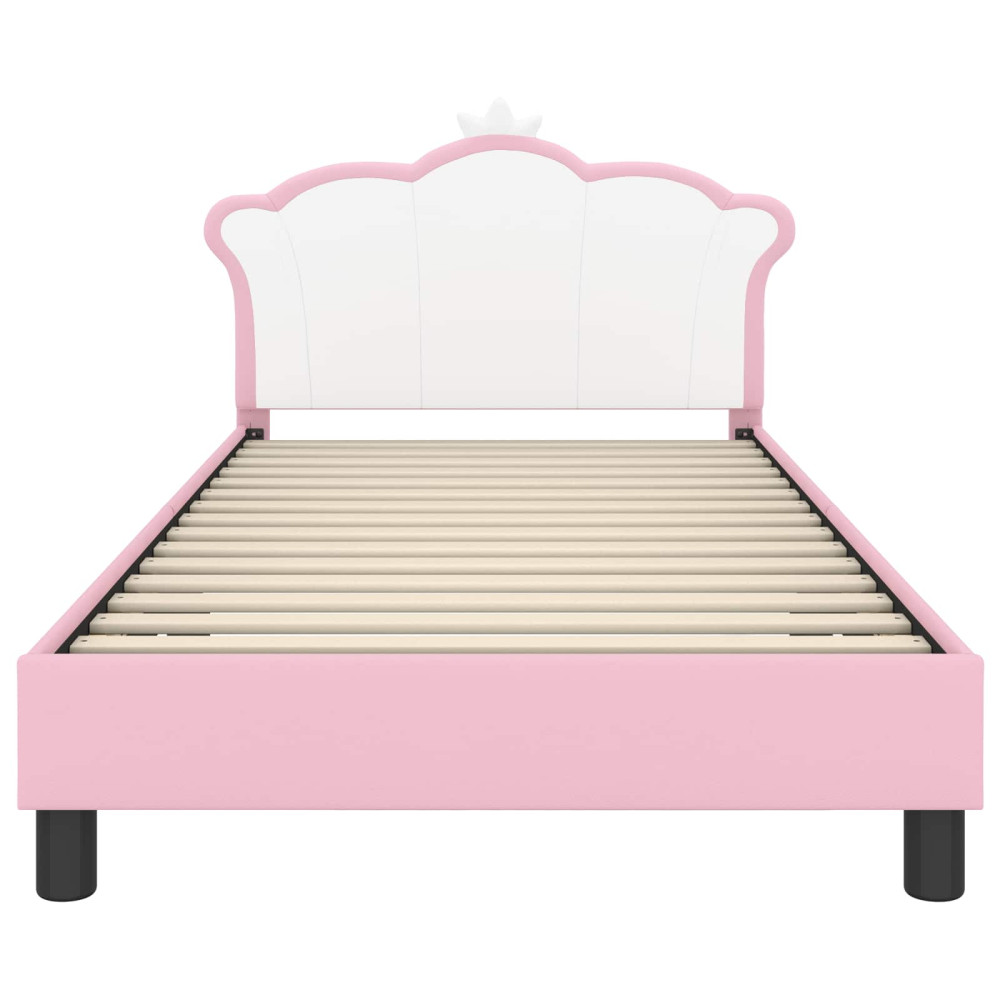 Produktbild för Barnsängram med sänggavel Rosa 90 x 190 cm PU