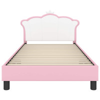 Produktbild för Barnsängram med sänggavel Rosa 90 x 190 cm PU