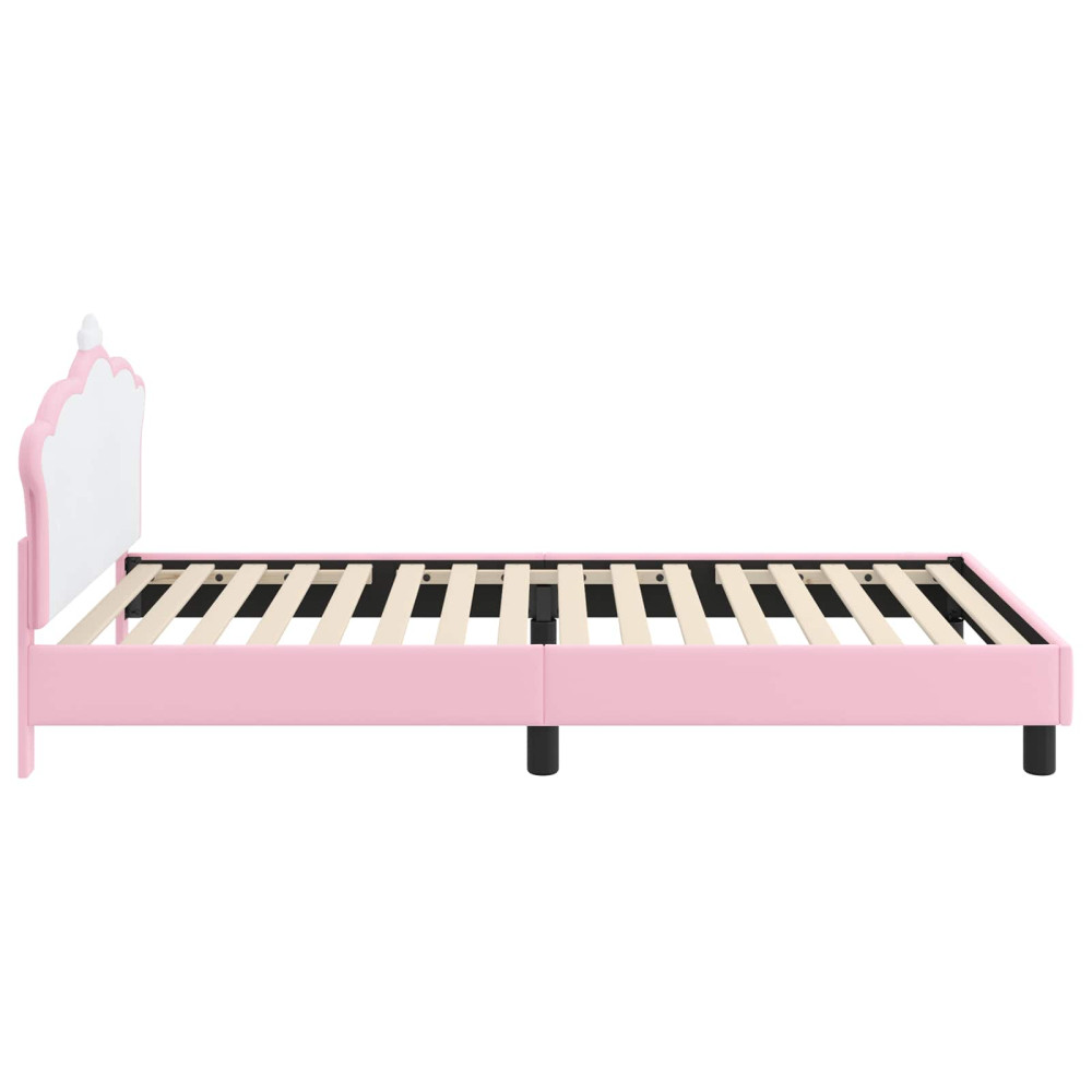Produktbild för Barnsängram med sänggavel Rosa 90 x 190 cm PU