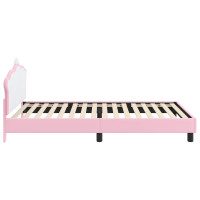Produktbild för Barnsängram med sänggavel Rosa 90 x 190 cm PU