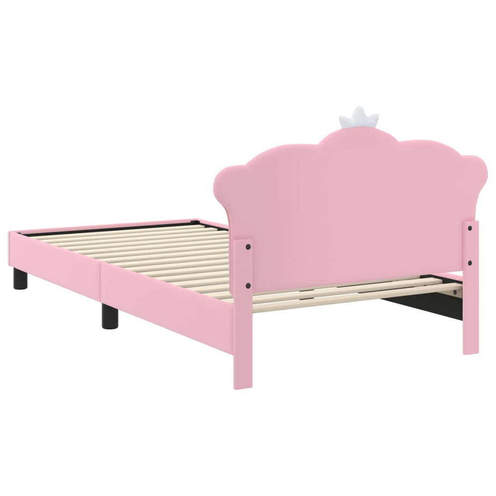 Produktbild för Barnsängram med sänggavel Rosa 90 x 190 cm PU