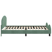 Produktbild för Barnsängram med sänggavel Havgrön 90 x 190 cm Sammet