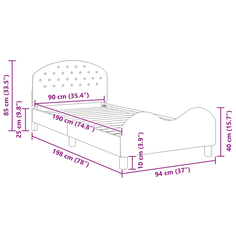 Produktbild för Barnsängram med sänggavel Havgrön 90 x 190 cm Sammet