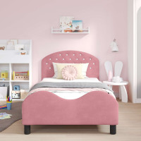 Produktbild för Barnsängram med sänggavel Rosa 90 x 200 cm Sammet