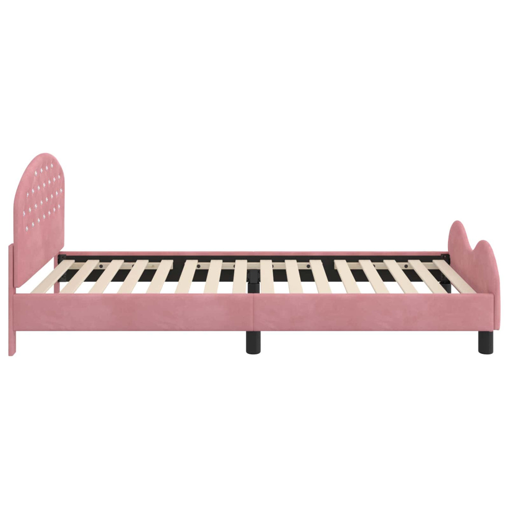 Produktbild för Barnsängram med sänggavel Rosa 90 x 200 cm Sammet