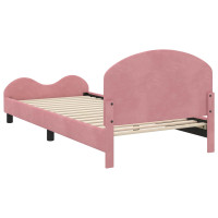 Produktbild för Barnsängram med sänggavel Rosa 90 x 200 cm Sammet