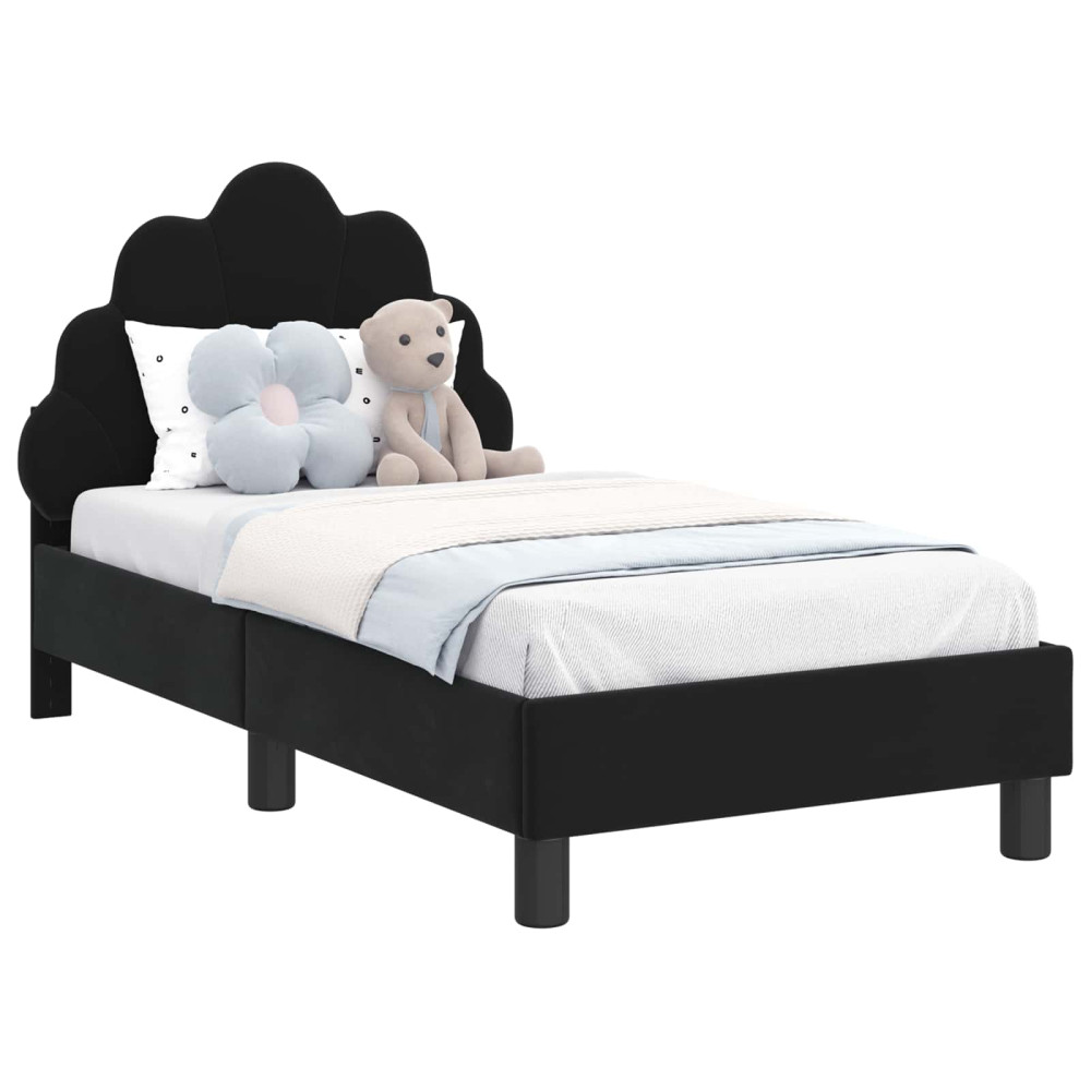 Produktbild för Sängram för småbarn med huvudgavel Svart 70 x 140 cm Sammet