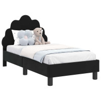 Produktbild för Sängram för småbarn med huvudgavel Svart 70 x 140 cm Sammet
