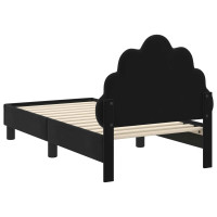 Produktbild för Sängram för småbarn med huvudgavel Svart 70 x 140 cm Sammet