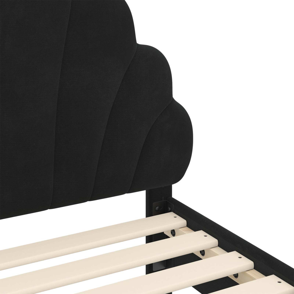 Produktbild för Sängram för småbarn med huvudgavel Svart 70 x 140 cm Sammet
