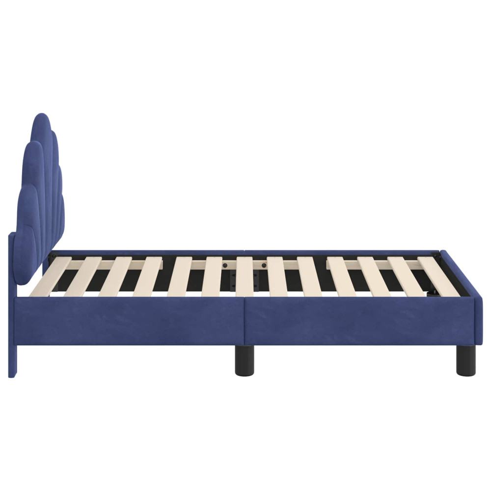 Produktbild för Sängram för småbarn med huvudgavel Polisblå 70 x 140 cm Sammet
