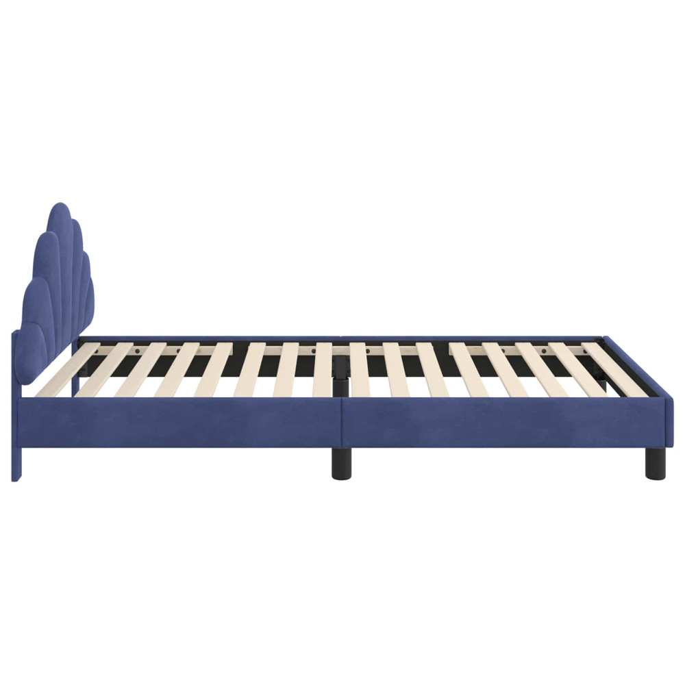 Produktbild för Barnsängram med sänggavel Polisblå 90 x 190 cm Sammet