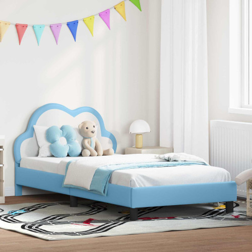vidaXL Barnsängram med sänggavel Blå 80 x 200 cm PU