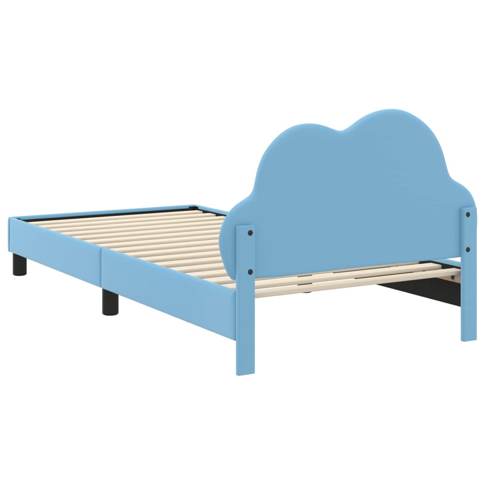 Produktbild för Barnsängram med sänggavel Blå 80 x 200 cm PU
