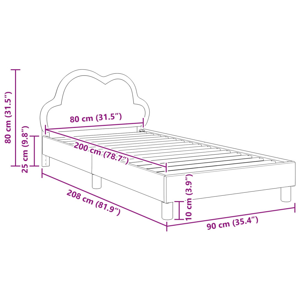 Produktbild för Barnsängram med sänggavel Blå 80 x 200 cm PU