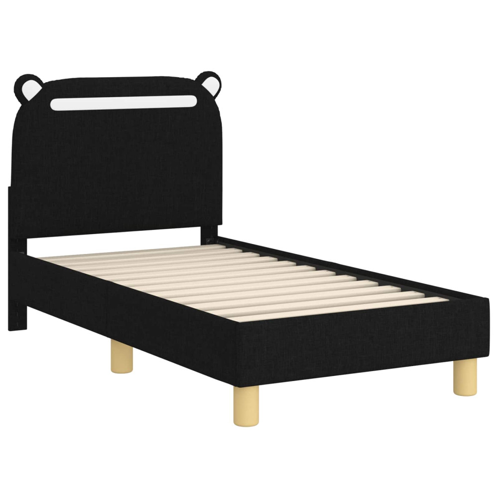 Produktbild för Sängram för småbarn med huvudgavel Svart 70 x 140 cm Tyg
