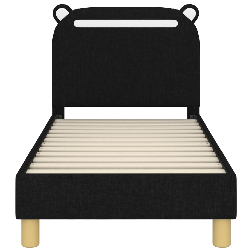 Produktbild för Sängram för småbarn med huvudgavel Svart 70 x 140 cm Tyg