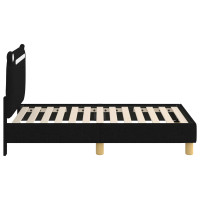 Produktbild för Sängram för småbarn med huvudgavel Svart 70 x 140 cm Tyg