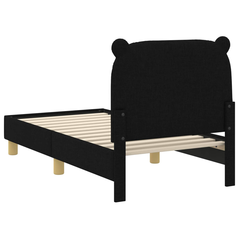 Produktbild för Sängram för småbarn med huvudgavel Svart 70 x 140 cm Tyg
