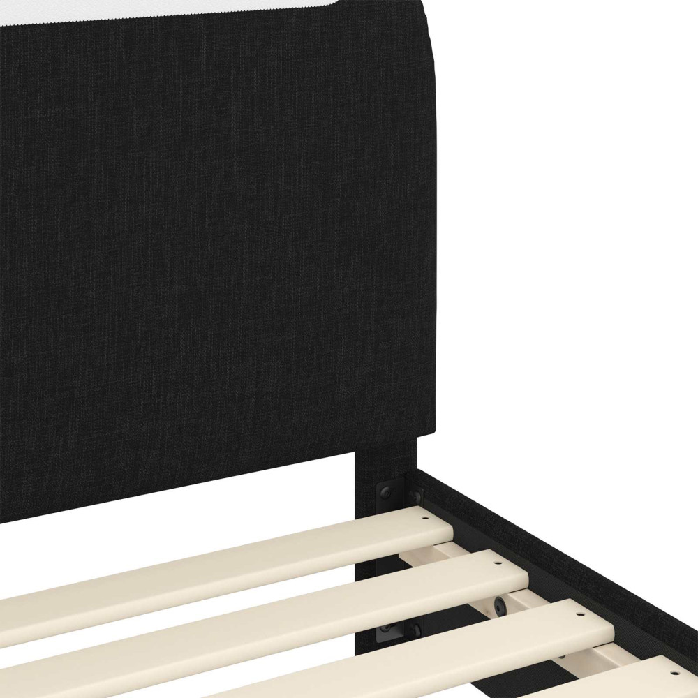 Produktbild för Sängram för småbarn med huvudgavel Svart 70 x 140 cm Tyg