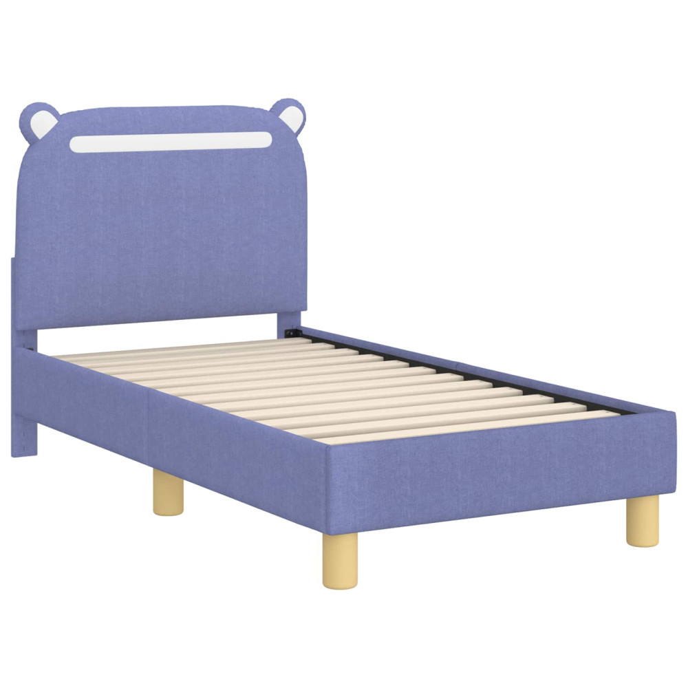 Produktbild för Sängram för småbarn med huvudgavel Jeansblå 70 x 140 cm Tyg