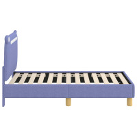 Produktbild för Sängram för småbarn med huvudgavel Jeansblå 70 x 140 cm Tyg