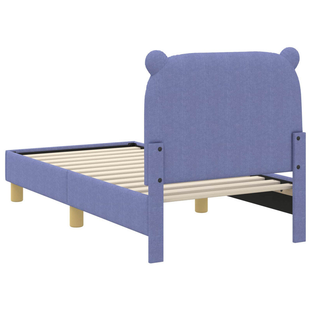 Produktbild för Sängram för småbarn med huvudgavel Jeansblå 70 x 140 cm Tyg