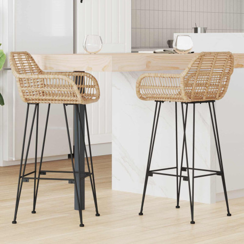 vidaXL Barstol 2 pcs 55 x 52 x 105 cm Rattan och Järn