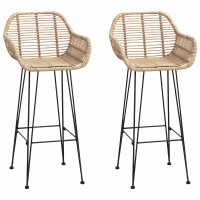 Produktbild för Barstol 2 pcs 55 x 52 x 105 cm Rattan och Järn