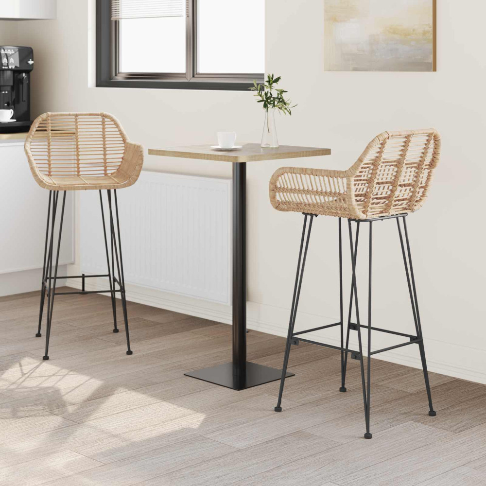 Produktbild för Barstol 2 pcs 55 x 52 x 105 cm Rattan och Järn