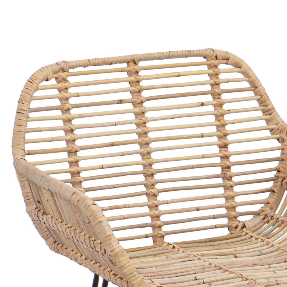 Produktbild för Barstol 2 pcs 55 x 52 x 105 cm Rattan och Järn