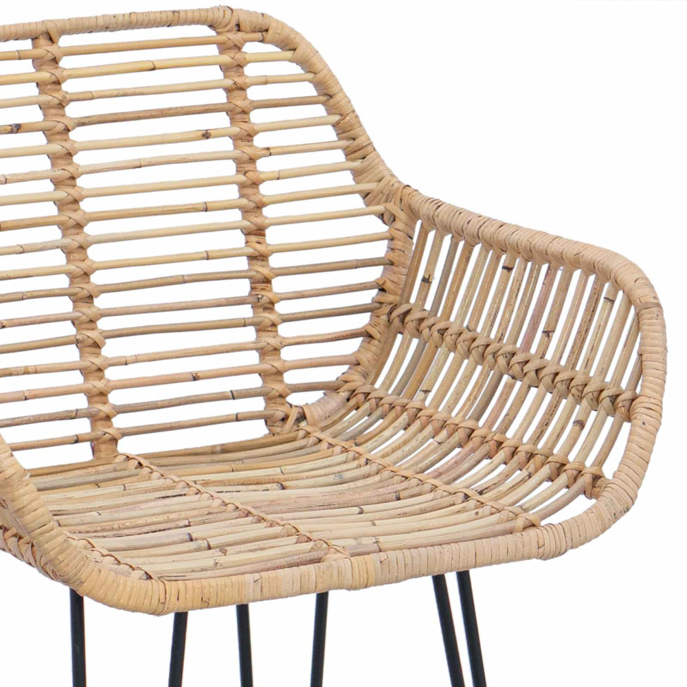 Produktbild för Barstol 2 pcs 55 x 52 x 105 cm Rattan och Järn