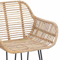Produktbild för Barstol 2 pcs 55 x 52 x 105 cm Rattan och Järn