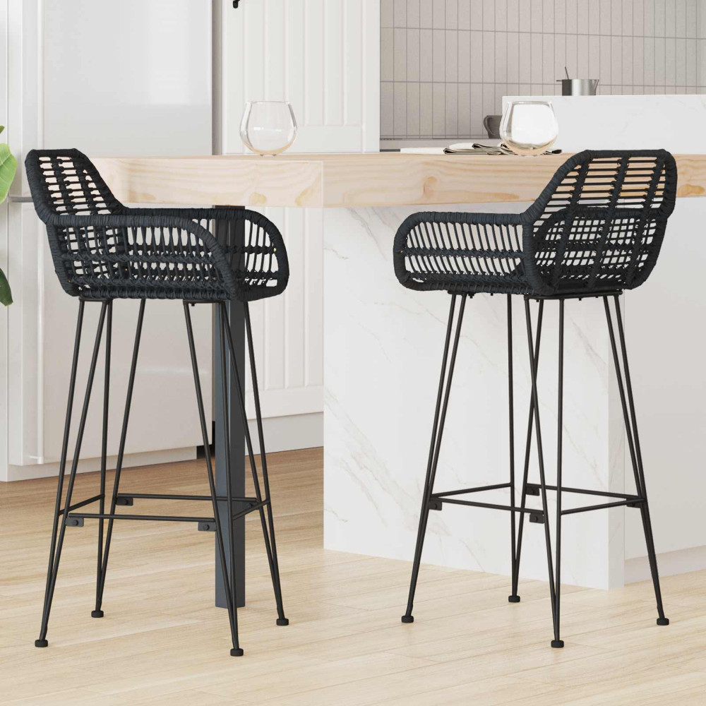 Produktbild för Barstol 2 pcs 55 x 52 x 105 cm Rattan och Järn