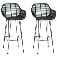 Produktbild för Barstol 2 pcs 55 x 52 x 105 cm Rattan och Järn