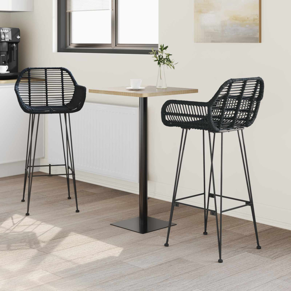 Produktbild för Barstol 2 pcs 55 x 52 x 105 cm Rattan och Järn