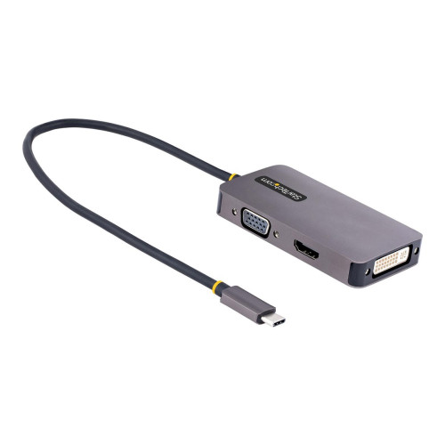StarTech.com StarTech.com USB C Video Adapter, USB C to HDMI DVI VGA Adapter, Up to 4K 60Hz, Aluminum, Multiport Video Display Adapter for Laptops, Thunderbolt 3/4 Compatible, USB Type C Monitor Adapter - USB C Travel Adapter (118-USBC-HDMI-VGADVI) - dockningsstation 