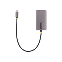 Produktbild för StarTech.com USB C Video Adapter, USB C to HDMI DVI VGA Adapter, Up to 4K 60Hz, Aluminum, Multiport Video Display Adapter for Laptops, Thunderbolt 3/4 Compatible, USB Type C Monitor Adapter - USB C Travel Adapter (118-USBC-HDMI-VGADVI) - dockningsstation 