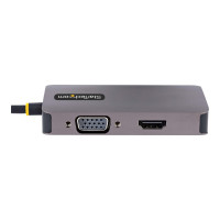 Produktbild för StarTech.com USB C Video Adapter, USB C to HDMI DVI VGA Adapter, Up to 4K 60Hz, Aluminum, Multiport Video Display Adapter for Laptops, Thunderbolt 3/4 Compatible, USB Type C Monitor Adapter - USB C Travel Adapter (118-USBC-HDMI-VGADVI) - dockningsstation 